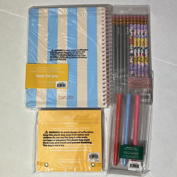 Ban.do set of four products notebook pens pencils sticky notes BRAND NEW - Picture 2 of 2